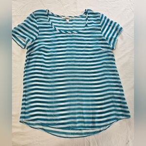 SALE! Women's Maria Gabrielle Blue & White Sheer Top (medium)
